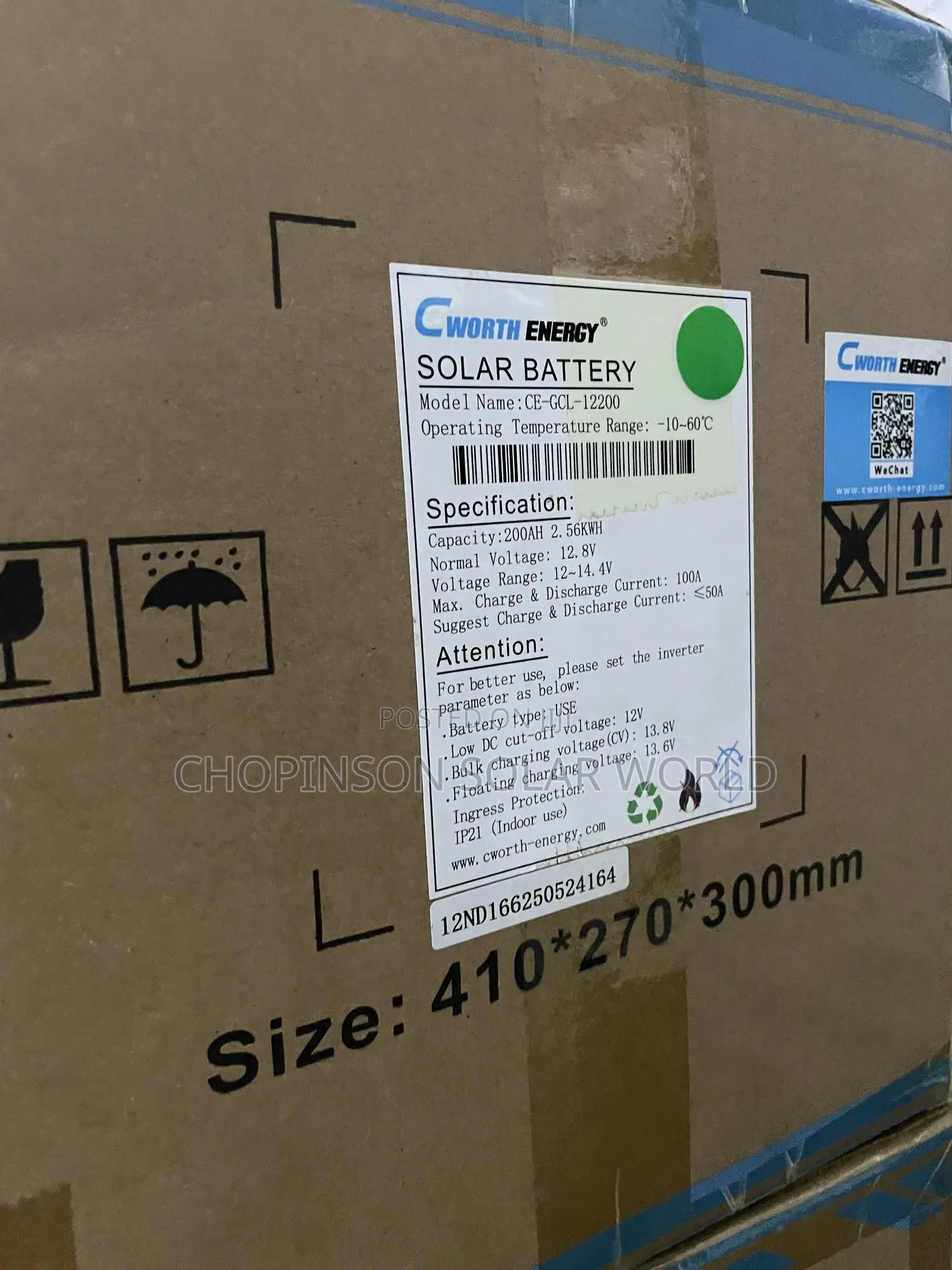 Solar Energy Lithium Ion Battery 2.56kwh 200ah/12votts