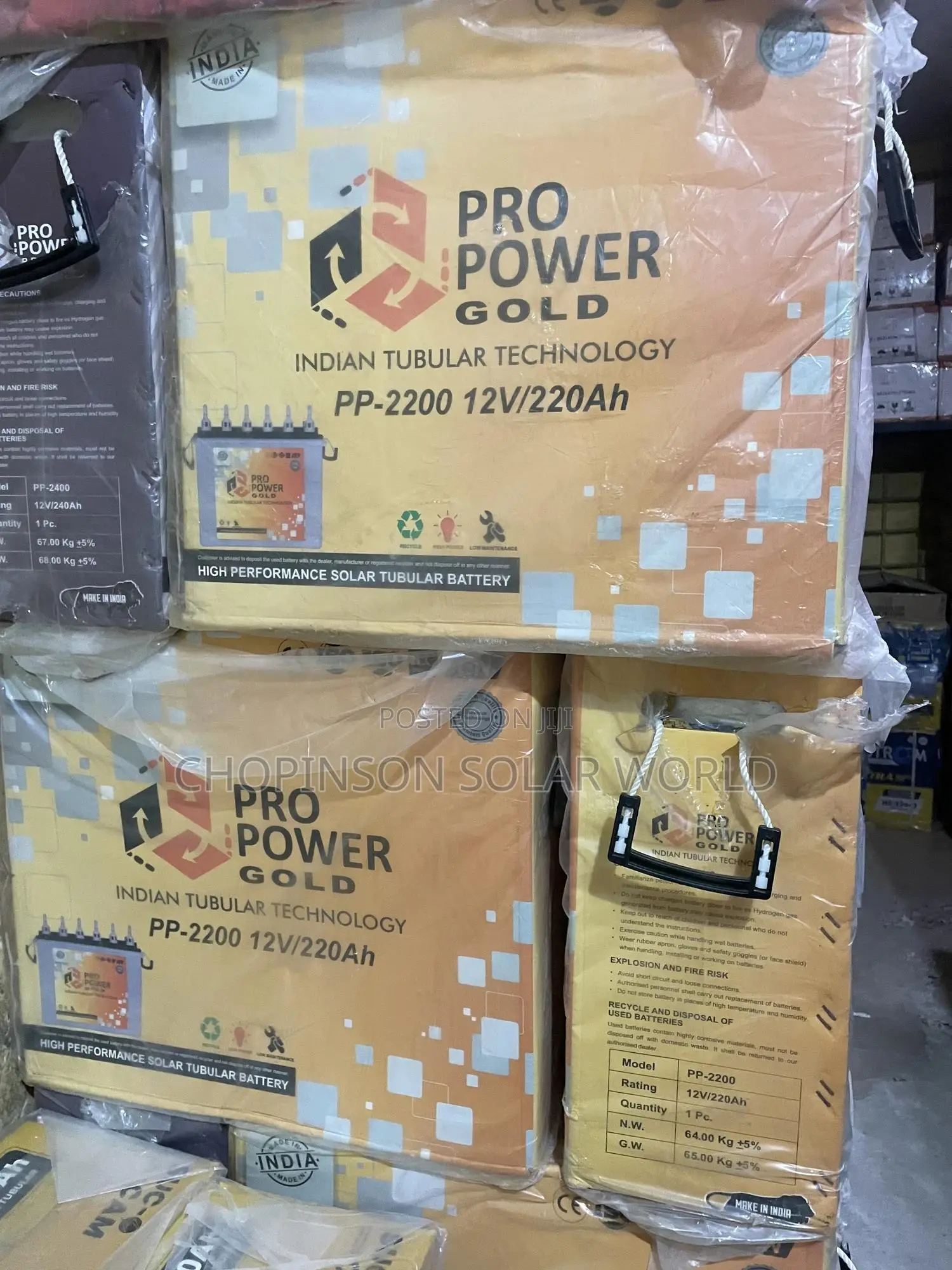 Solar Energy Pro Power Gold Tall Tubular Battery 220ah/12votts