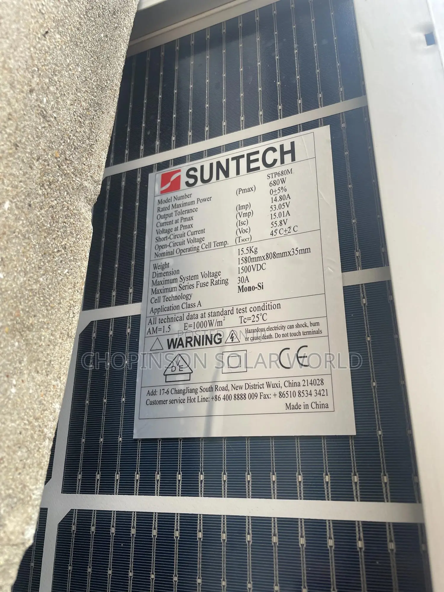 Solar Energy Suntech Panels 680watts 156sell