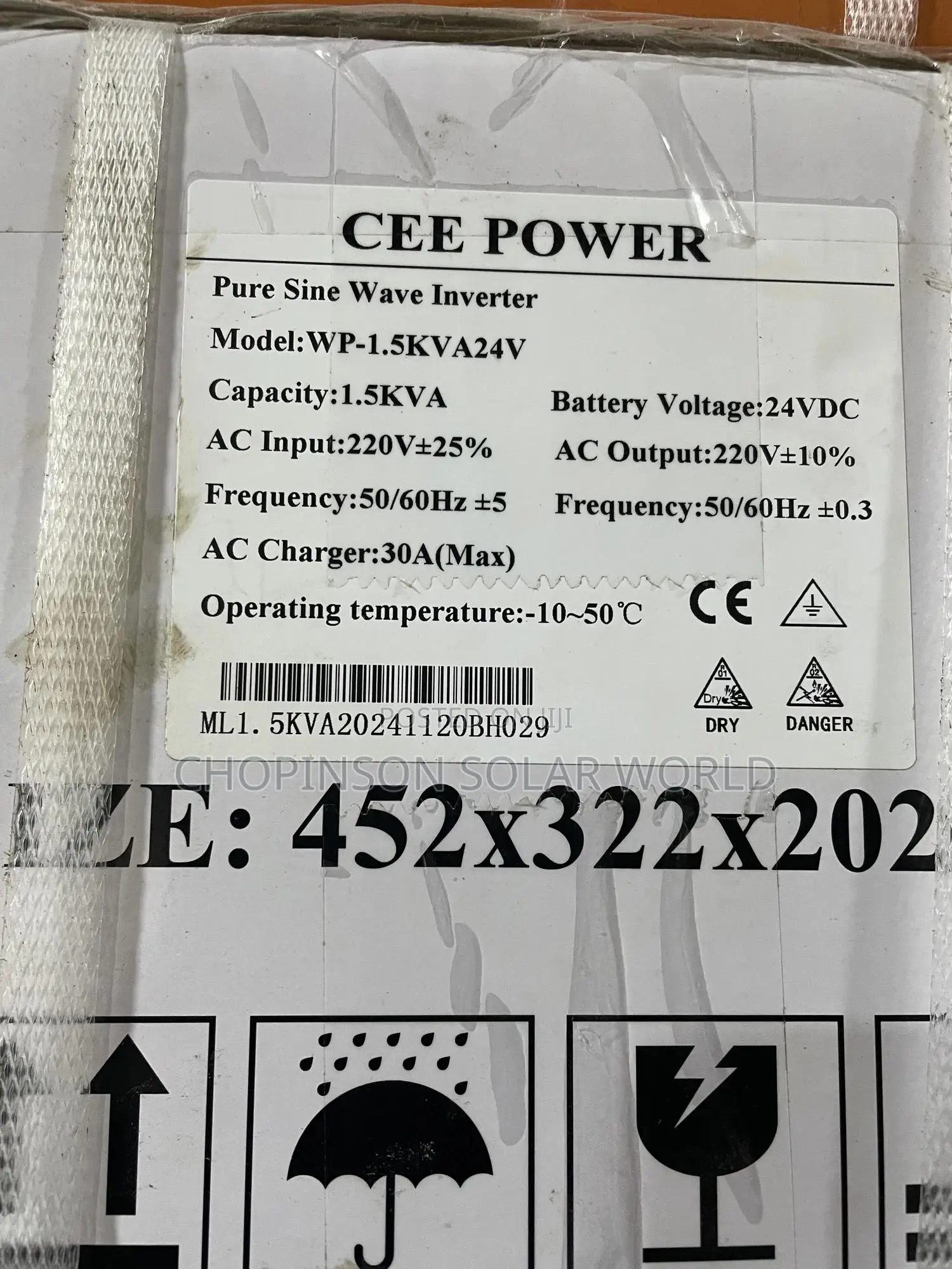 Solar Energy Cee Power Non Hybrid Inverter 1.5kva/24votts
