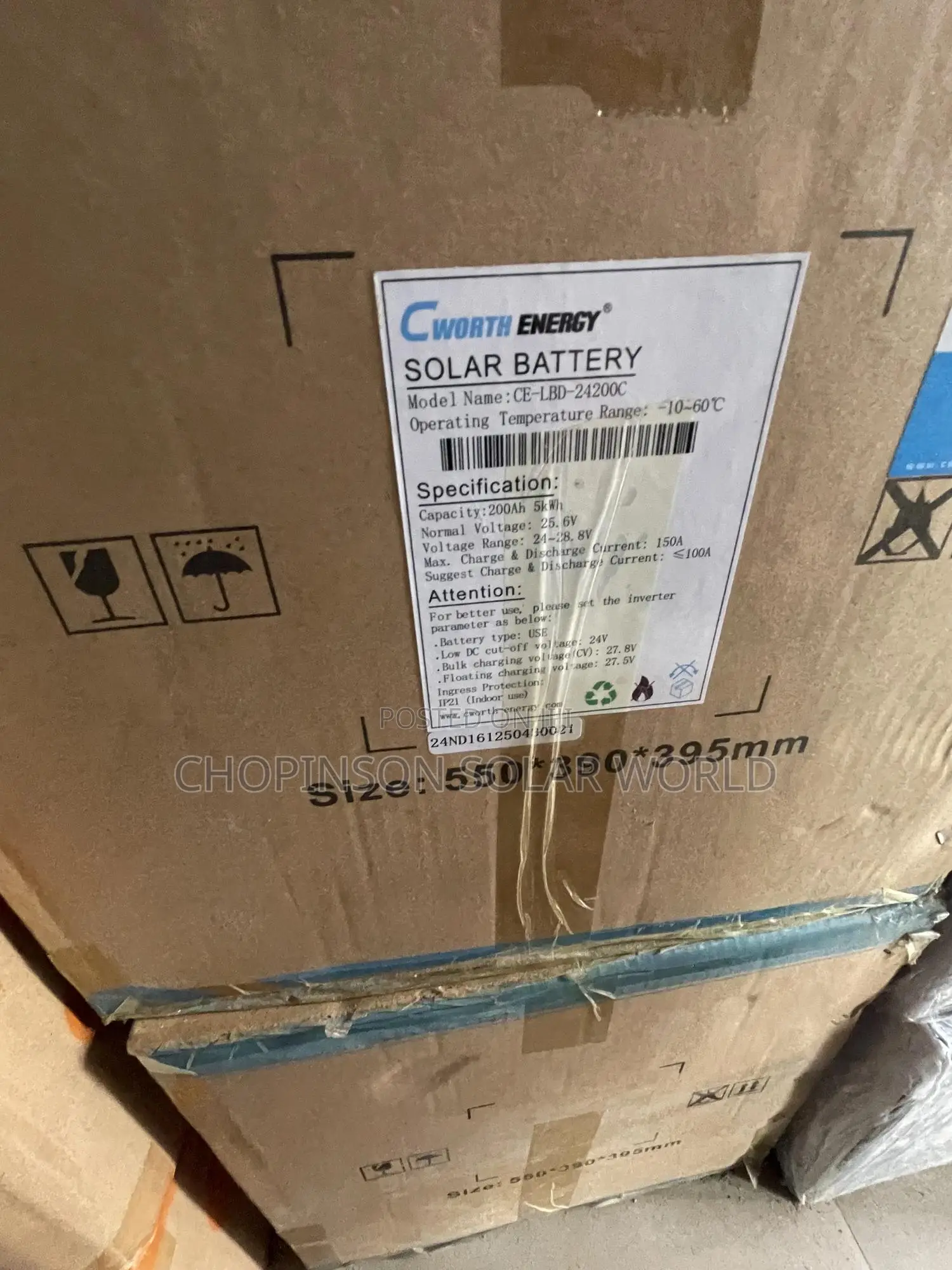 Solar Energy Cworth Lithium Ion Battery 5kwh/24votts