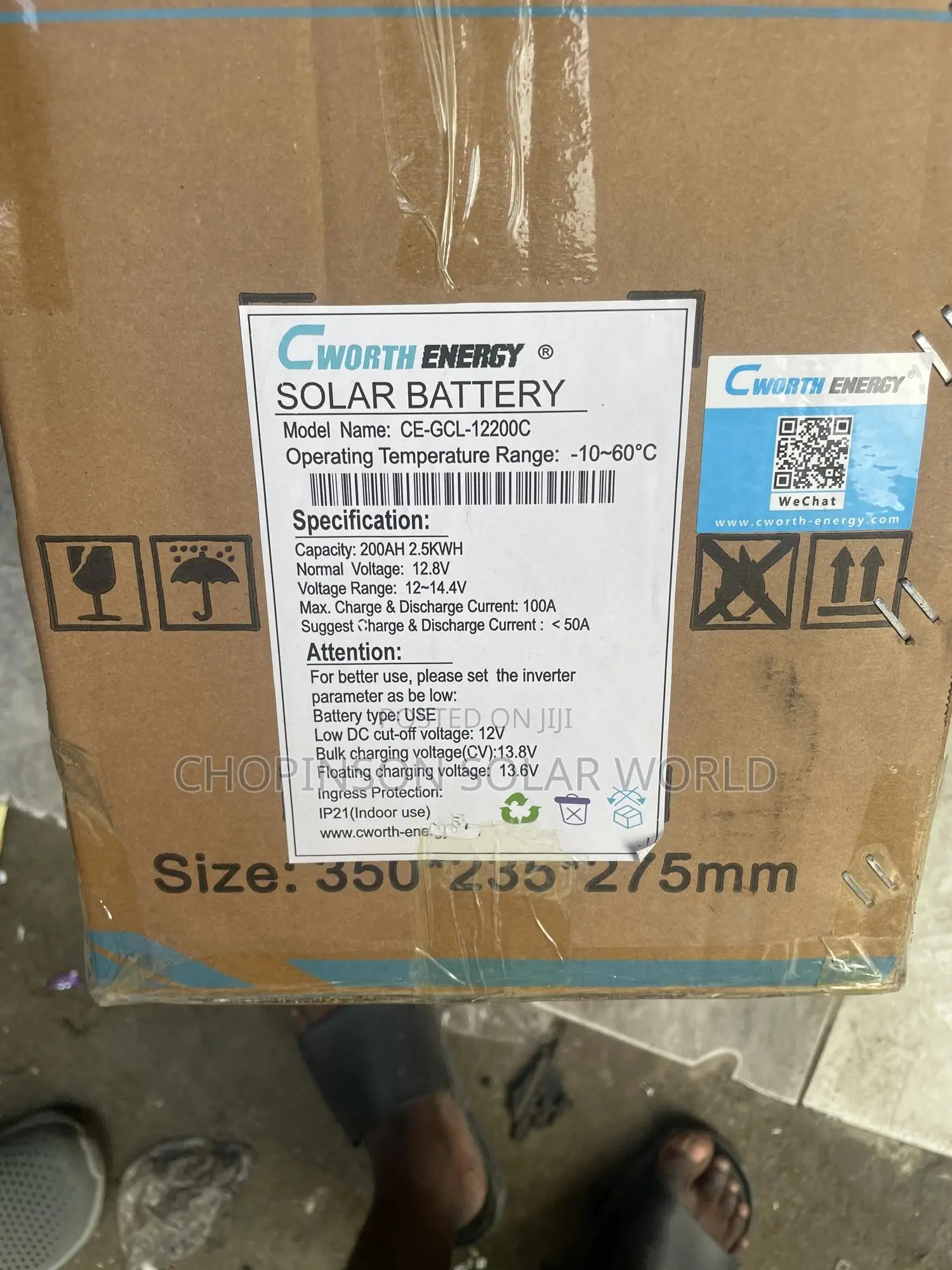 Solar Energy Cworth Lithium Iron Battery 200ah/12votts