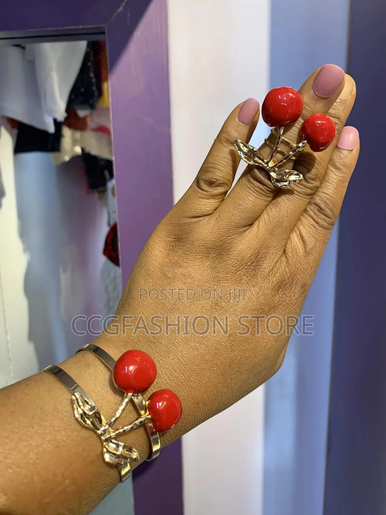 Cherry Bangle and Ring Set