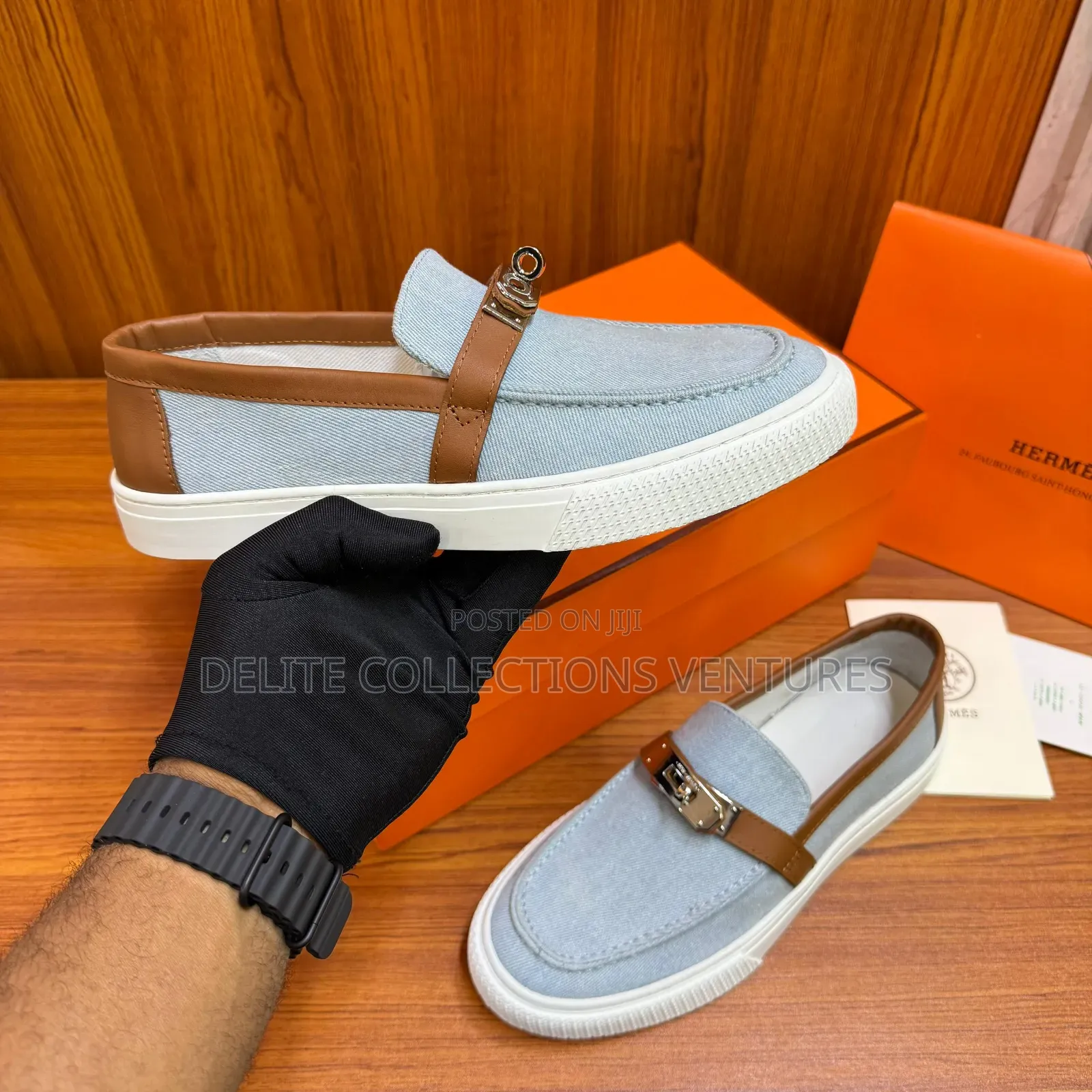 Luxury Hermes Denim Game Slip-on Sneaker.
Available in Two Colors