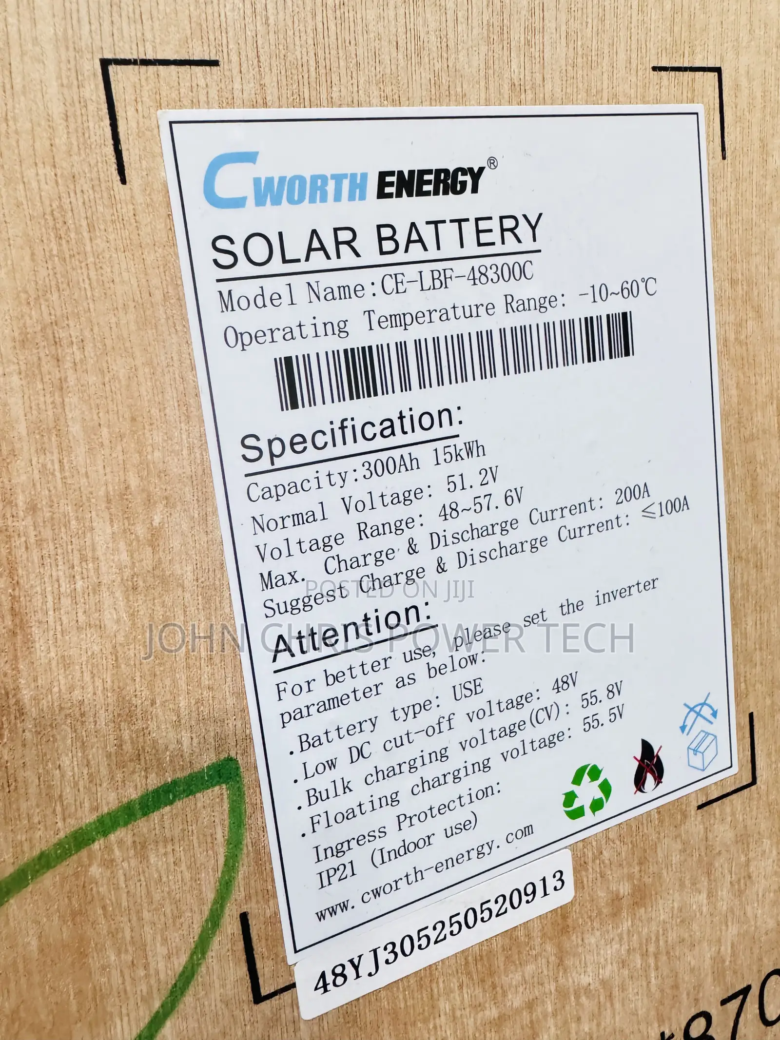 15kwh 51.2v Cworth Lithium Ion Battery