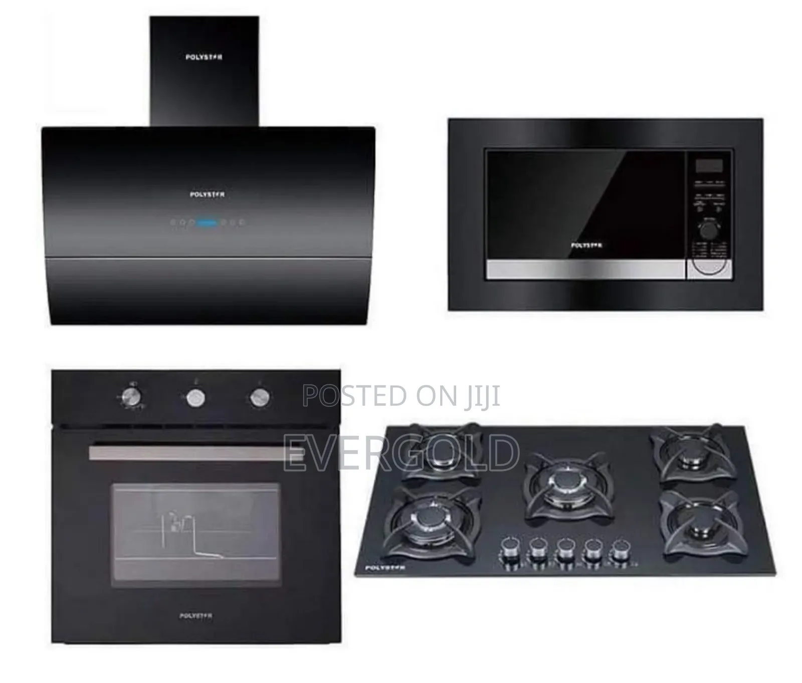 Polystar Prudent Built-in Oven, Microwave 25l,5 Burner Gas, Range Hood