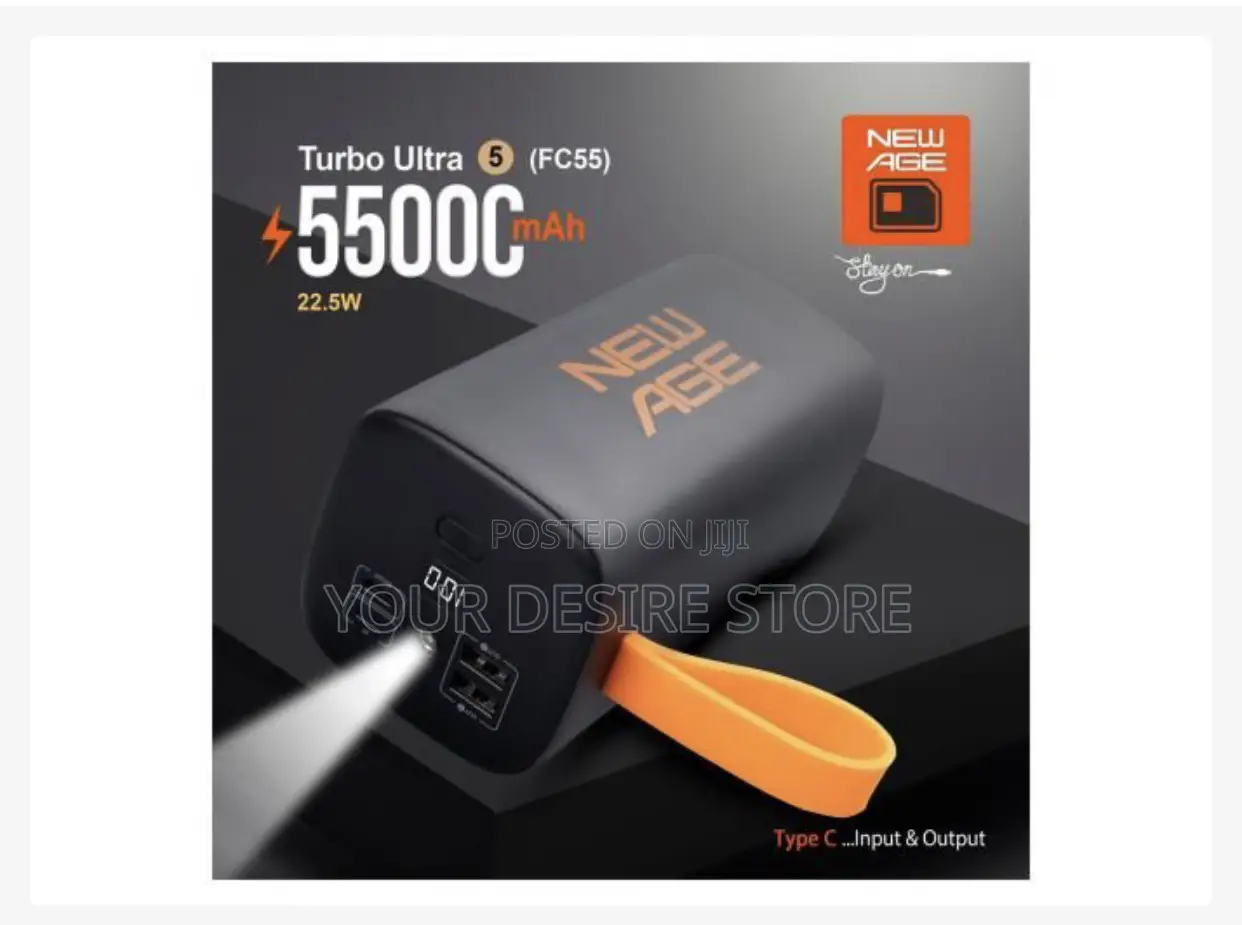 New Age 55000 Mah Pd 22.5w Digital Fast Charge Power Bank- Fc55p