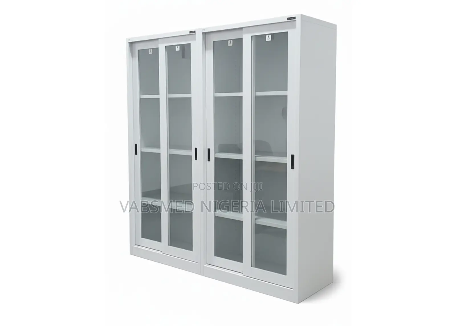 Metal Cabinet With Glass Sliding Doors