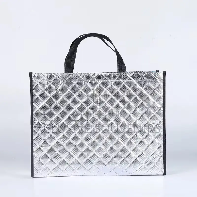 12pcs Large Custom Non Woven Reusable Shopping Bags With Zipper Button