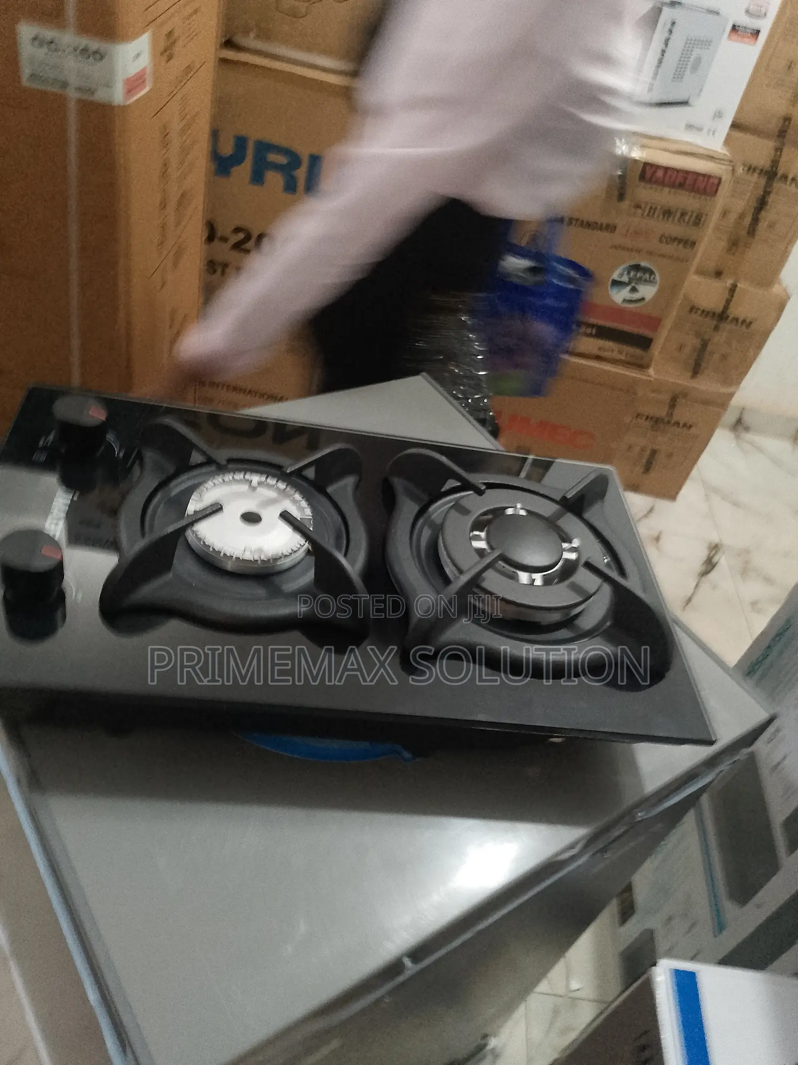 Image Glossy Black 70cm Inbuilt Gas Hob With Dual Flames