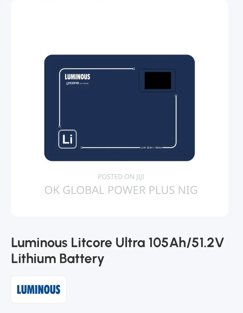 Luminous Litcore Ultra 5.5kw/51.2v Lithium Battery With 5 Yrs Warranty