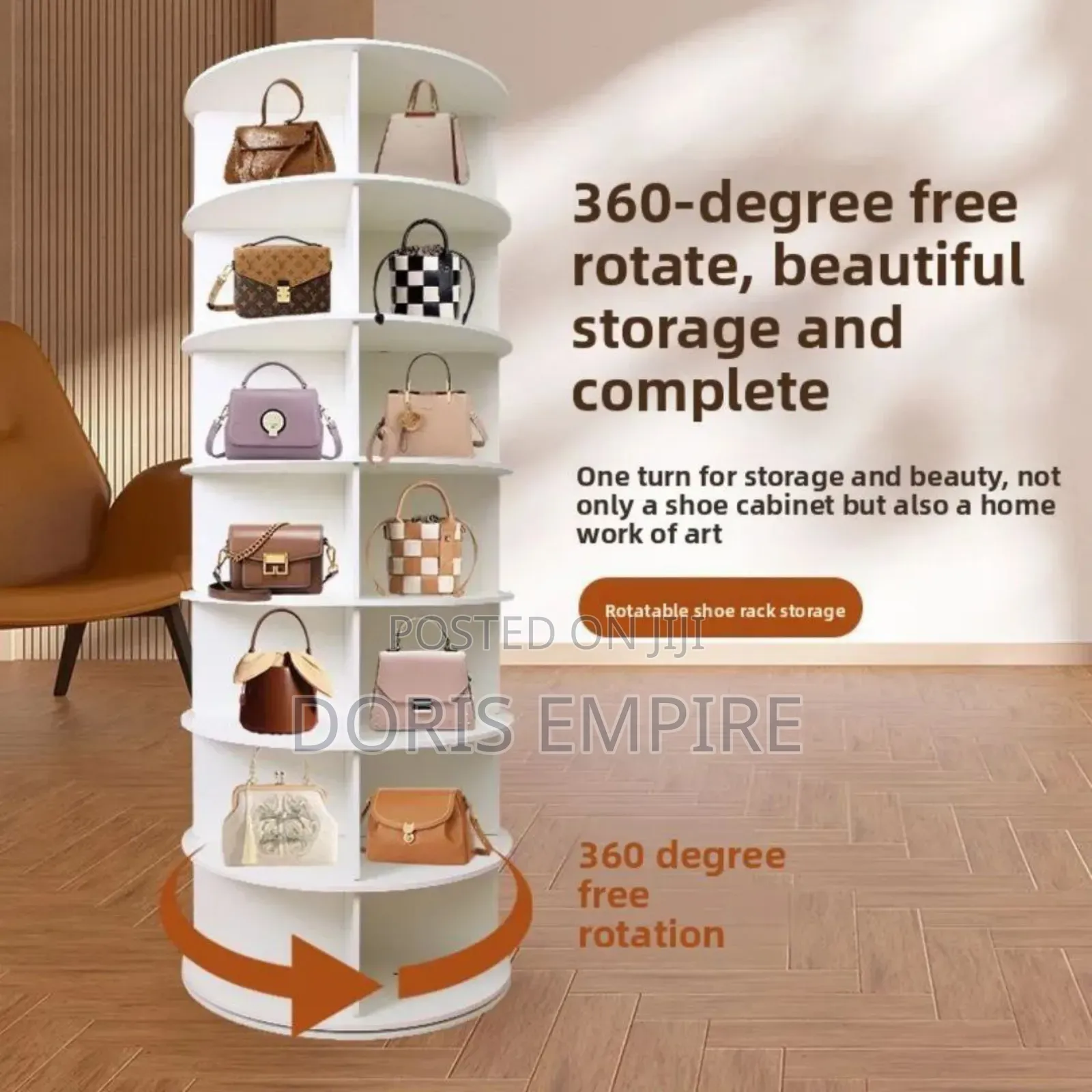 360 Degree Rotating Storage Bag and Shoe Rack