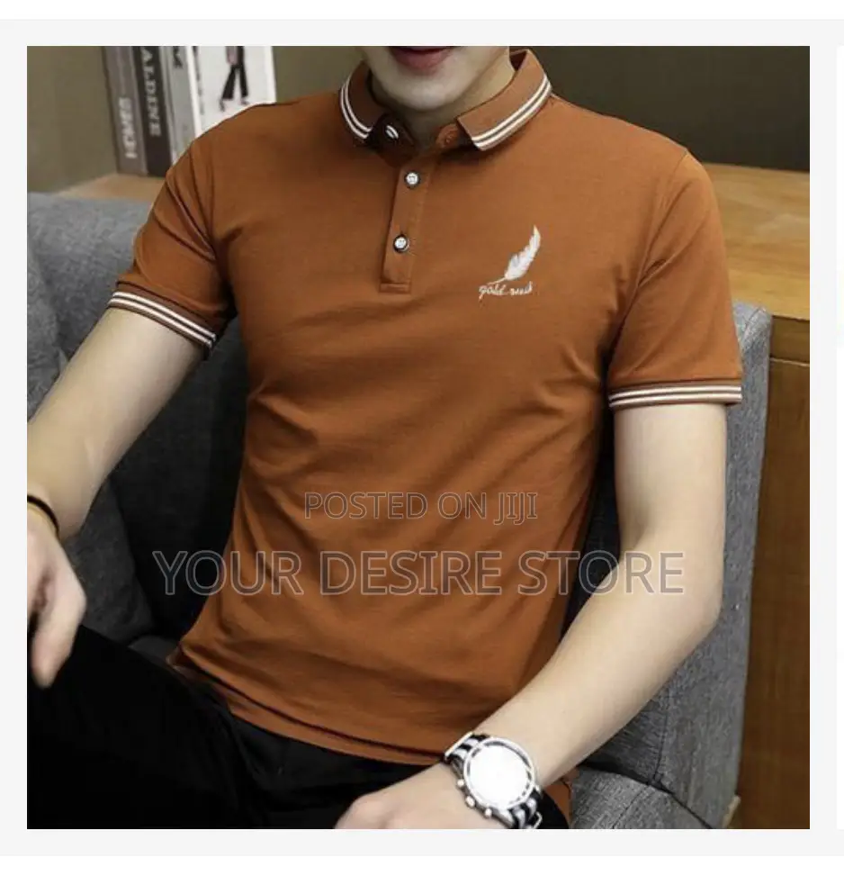 Dou-Color Men's Polo Shirt Business T-Shirt – Brown