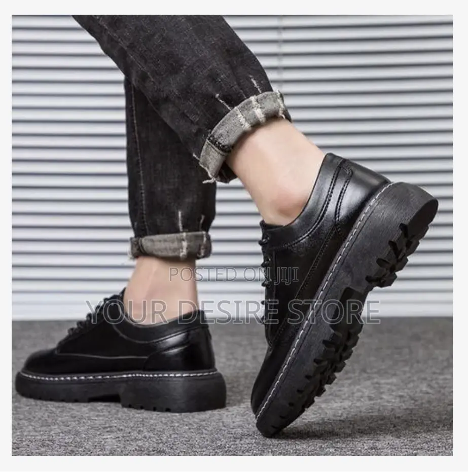 Alagzi Men's Casual Formal Shoes Leather Shoes - Black
