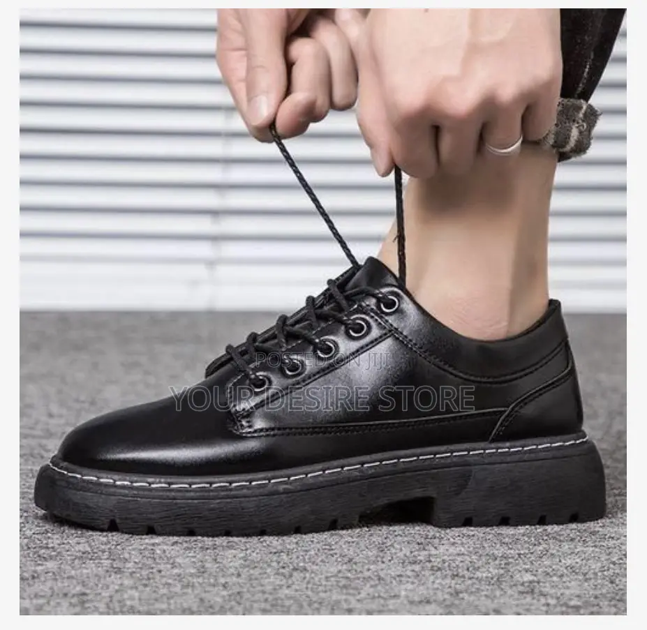 Alagzi Men's Casual Formal Shoes Leather Shoes - Black