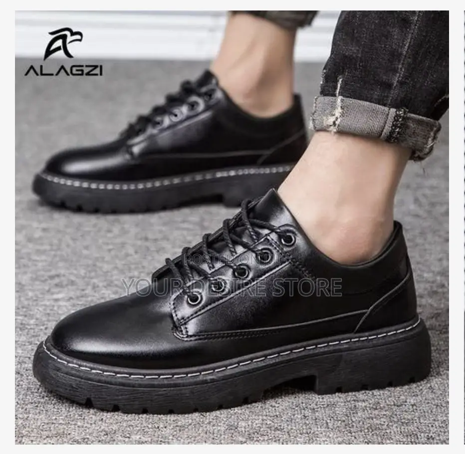Alagzi Men's Casual Formal Shoes Leather Shoes - Black