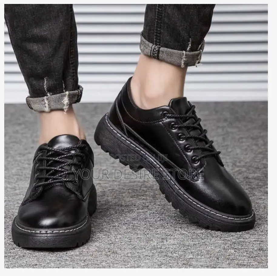 Alagzi Men's Casual Formal Shoes Leather Shoes - Black