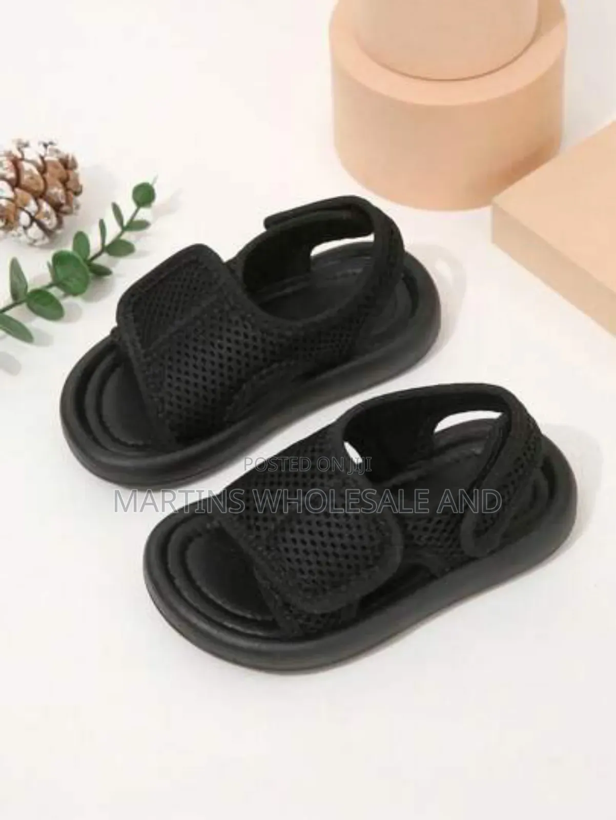 Black Mesh Children Sandals