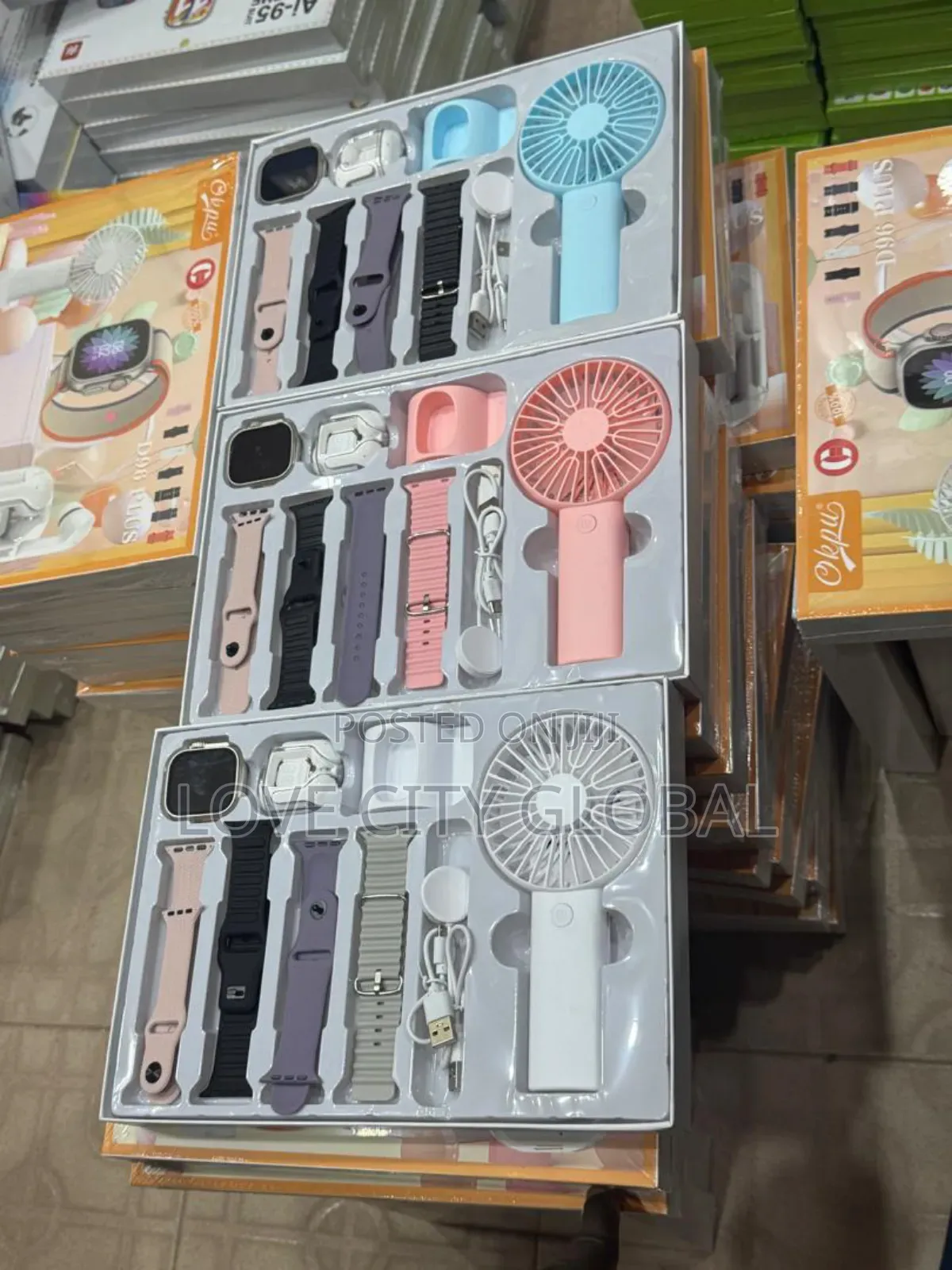Okpu D96 Plus Smartwatch Amoled Display Mini Fan, Earbuds, 4 Straps