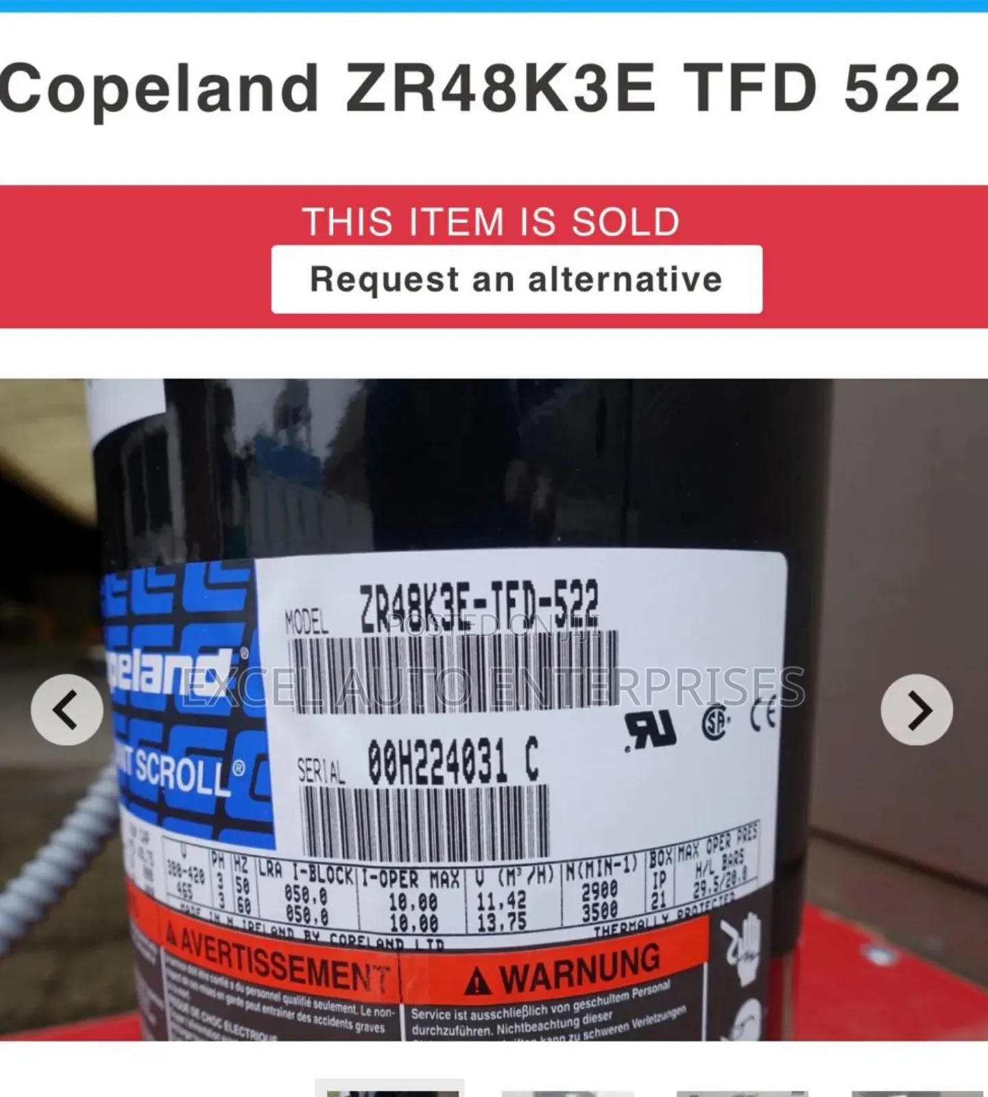 Copeland Scroll Ac Compressor 2.5hp