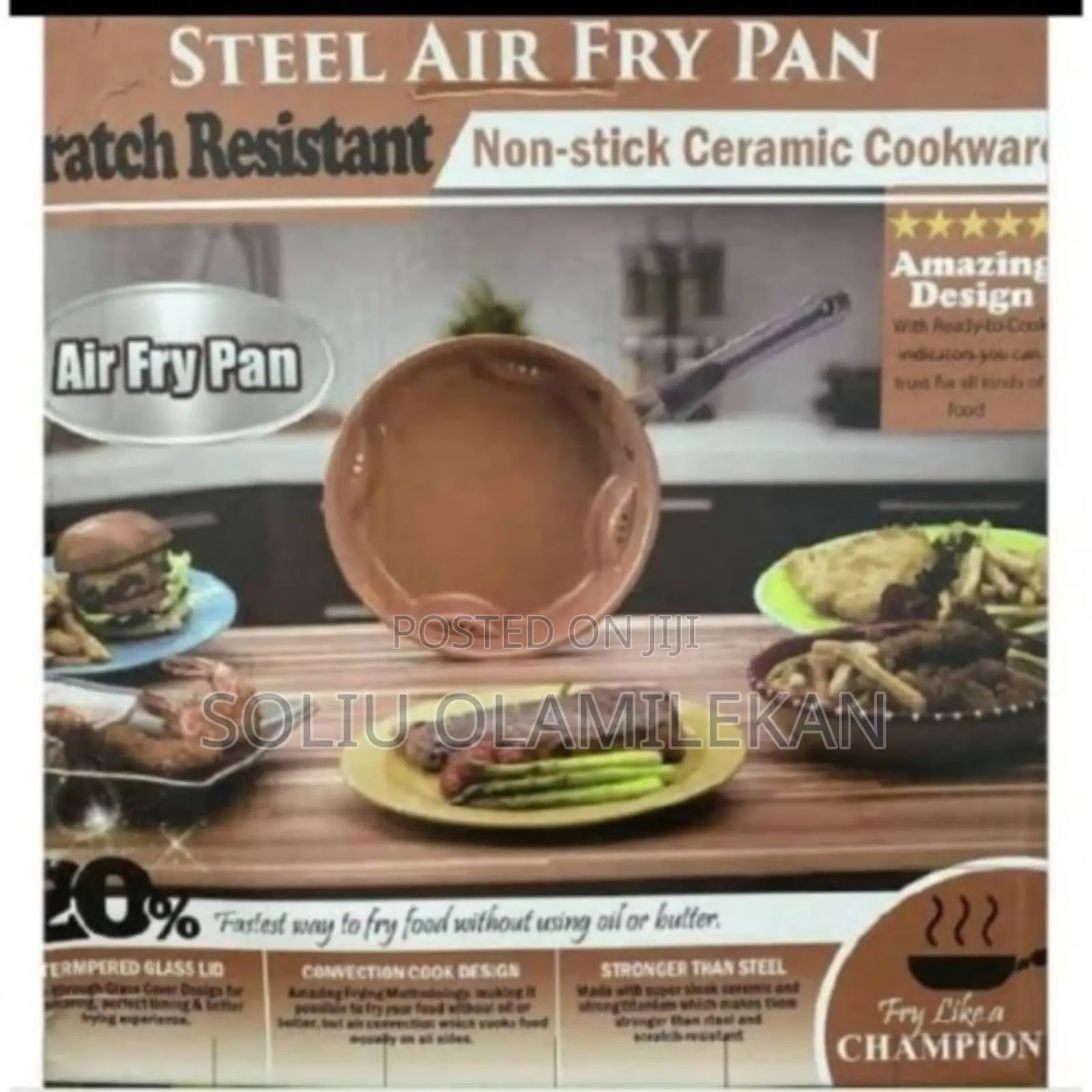 Scratch Resistant Manual Steel Air Fry Pan-30cm