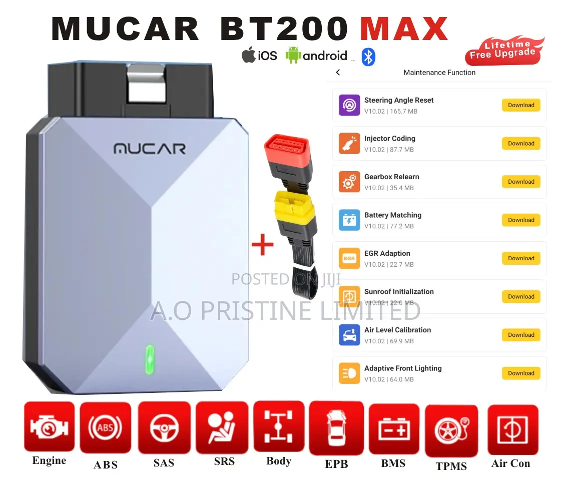 Mucar Bt200 Max Car Scanner With Extension Cable.
