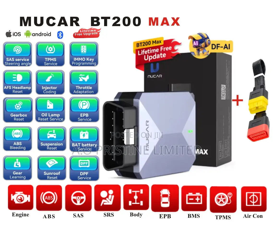 Mucar Bt200 Max Car Scanner With Extension Cable.