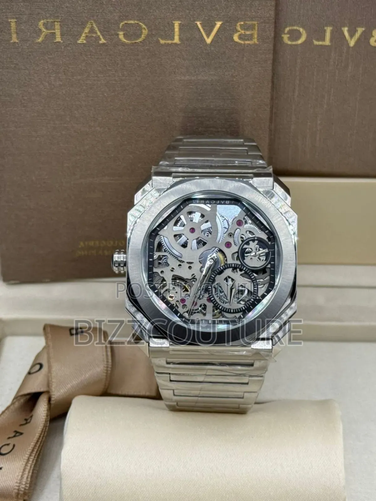 Original Bvlgari Silver Stainless Steel Mechanical Analog Watch