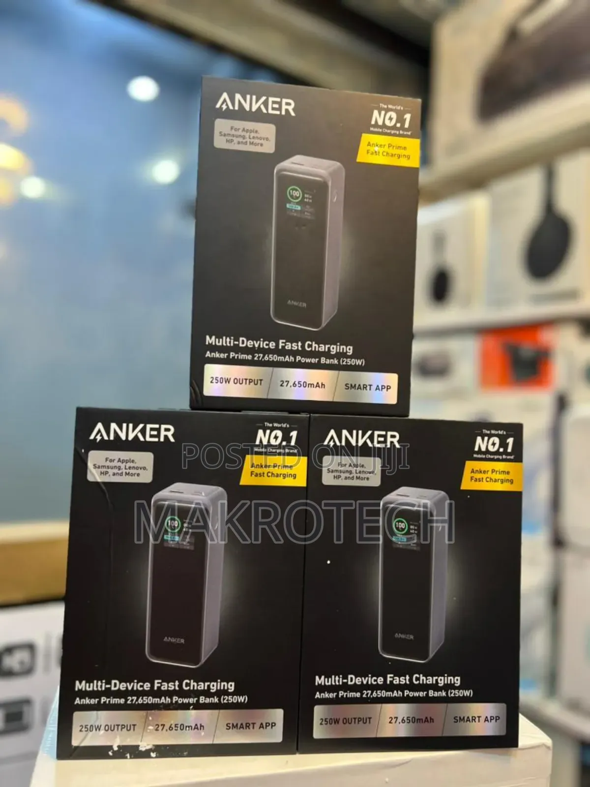 Anker Prime Power Bank, 27,650mah 3-port 250w Portable Charger For Tra