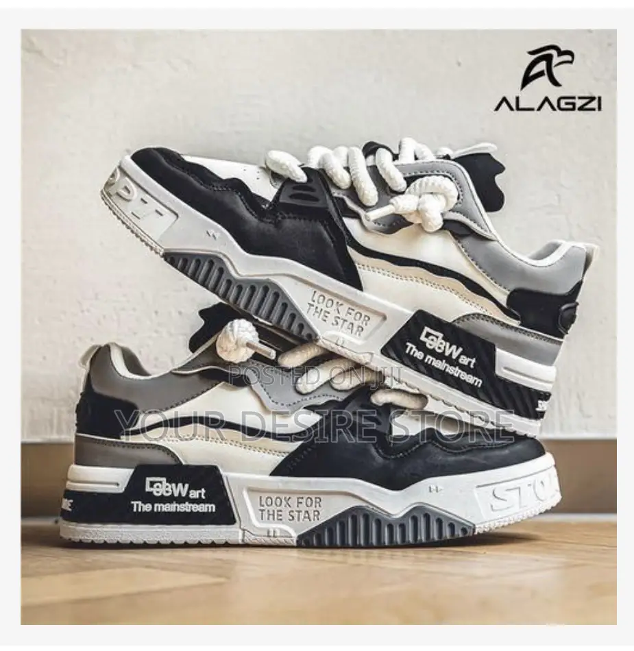Alagzi 2025 New Men's Outdoor Casual Board Shoes - Black and White