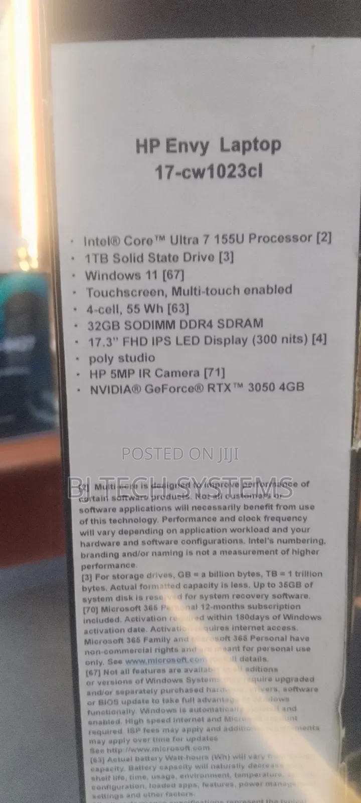 New Laptop HP Envy 17 32GB Intel Core Ultra 7 SSD 1T