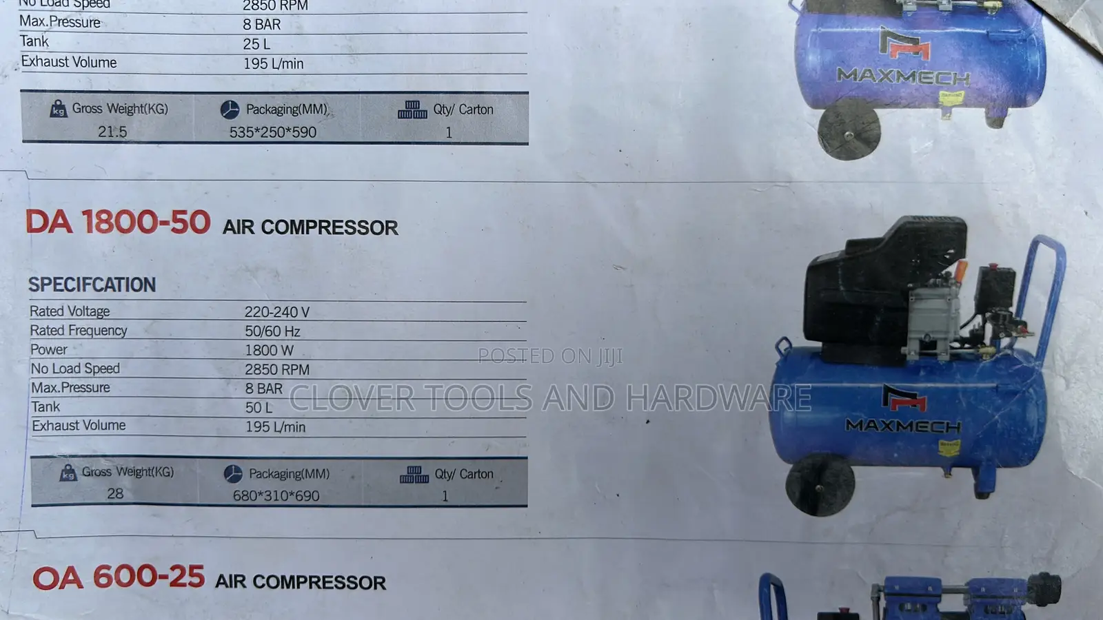 Maxmech Air Compressor 50l Da 1800