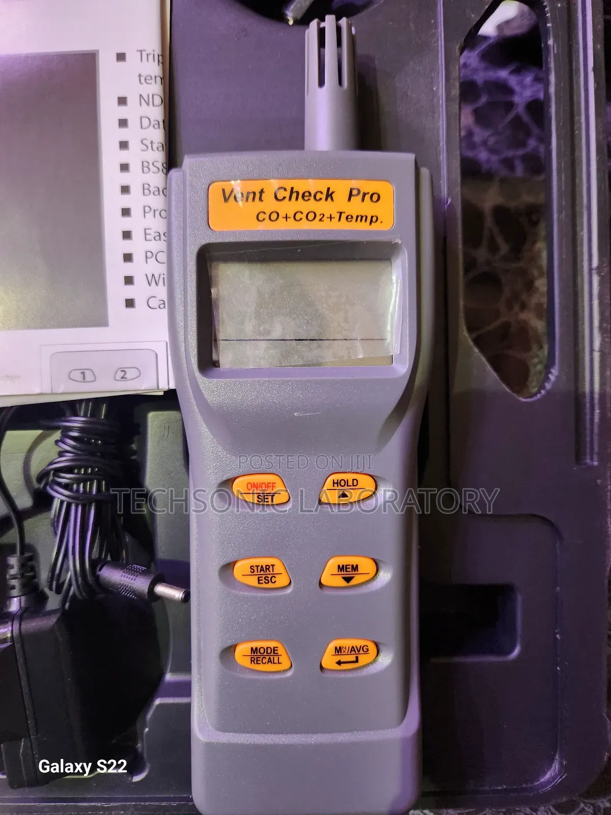 Vent Check Pro Co,Co2, Temperature, Data Logger.