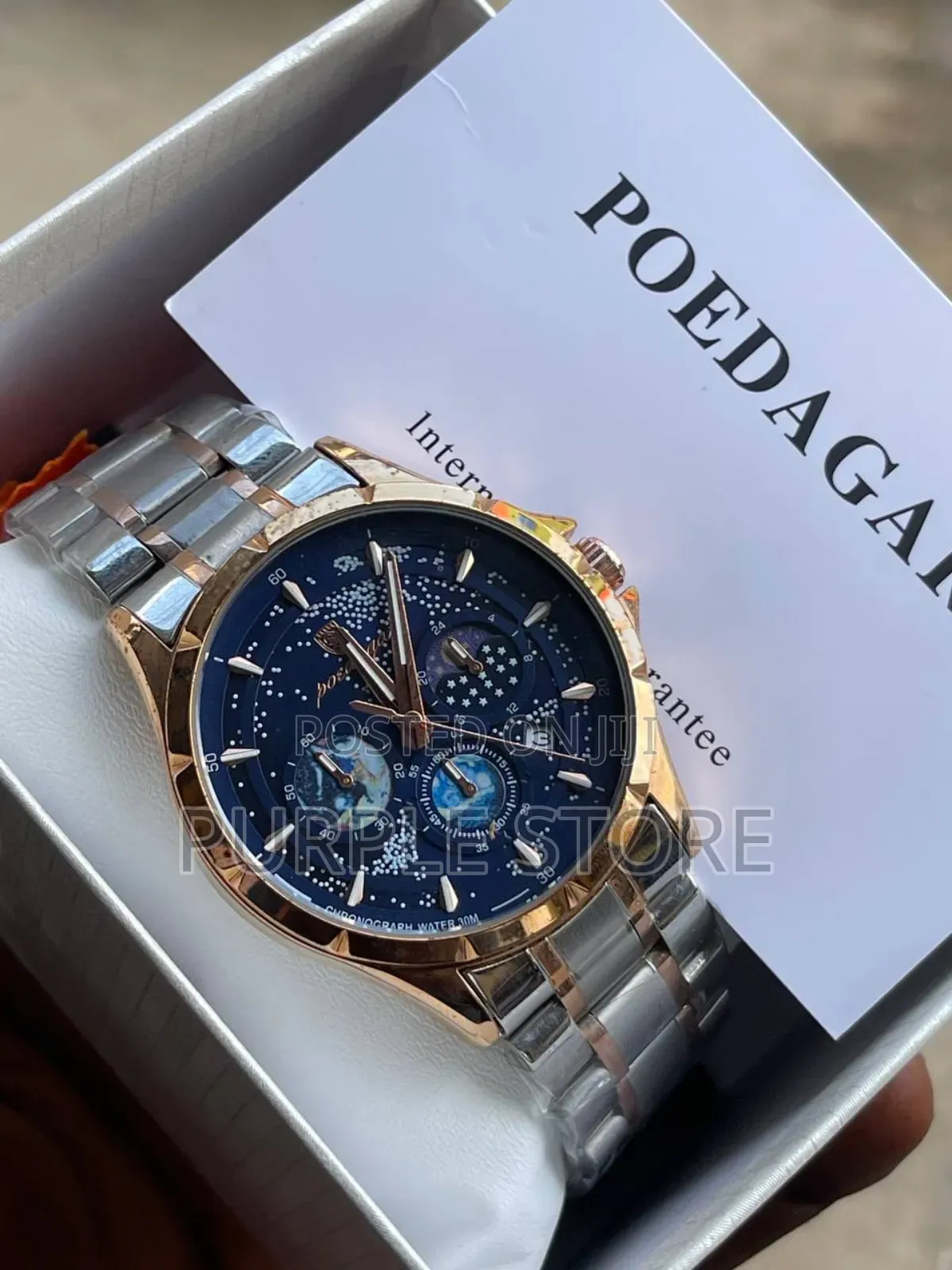 Poedagar Stainless Steel Chronograph Wristwatches for Men