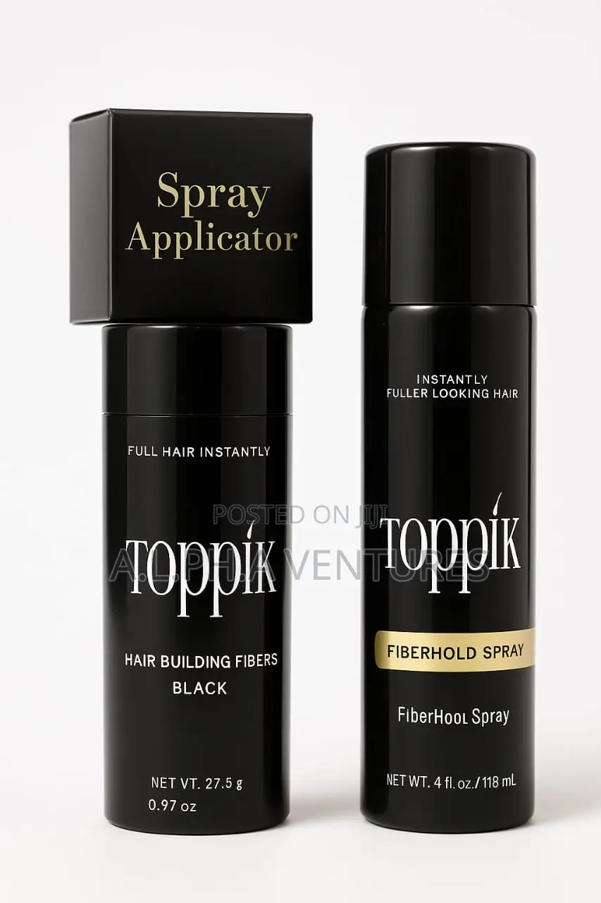 Toppik Hair Building Fibres Black, Fiber Hold Spray, Spray Applicator