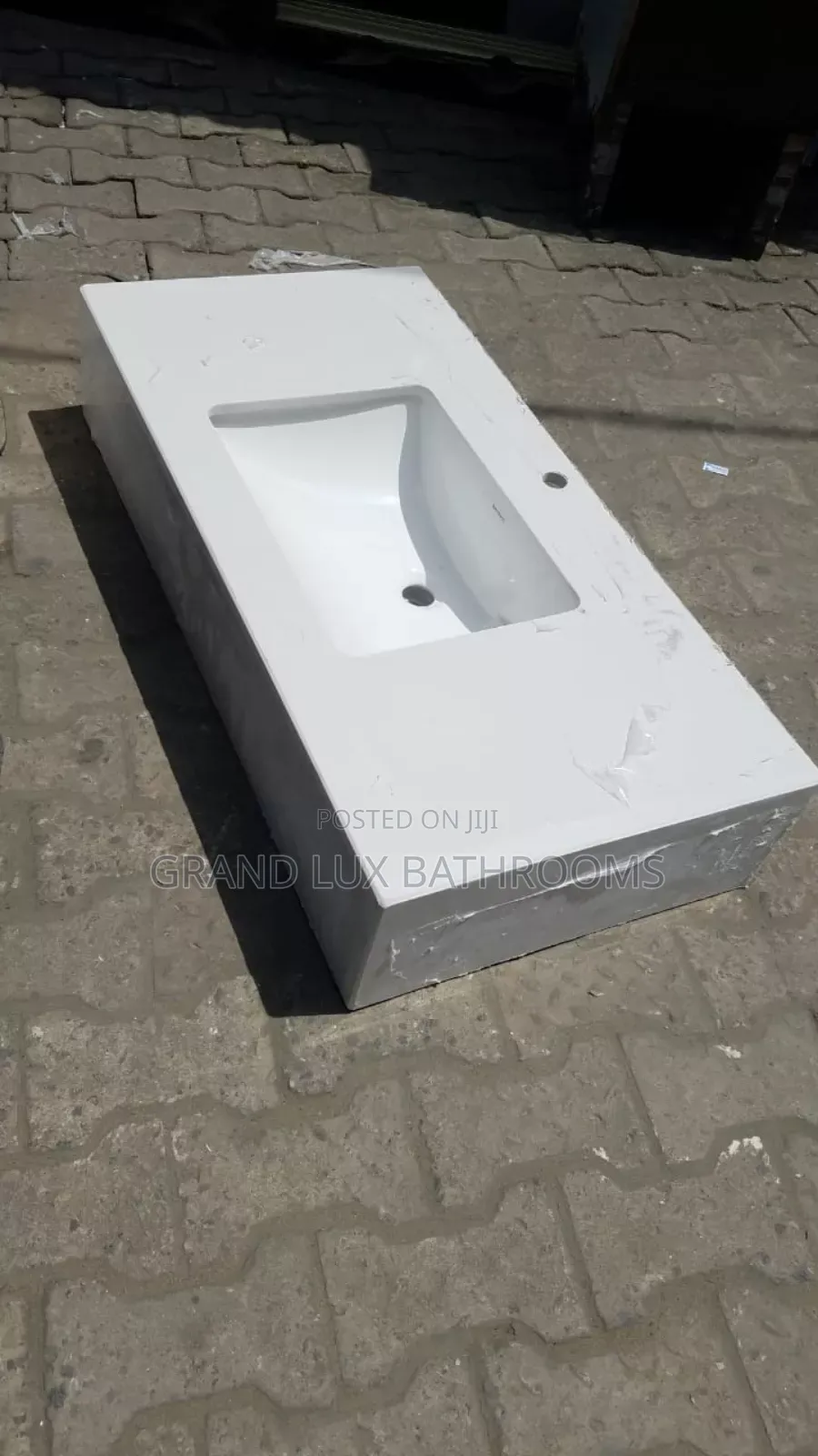 White Modern Rectangular Marble Vanity Top With Integrated Basin