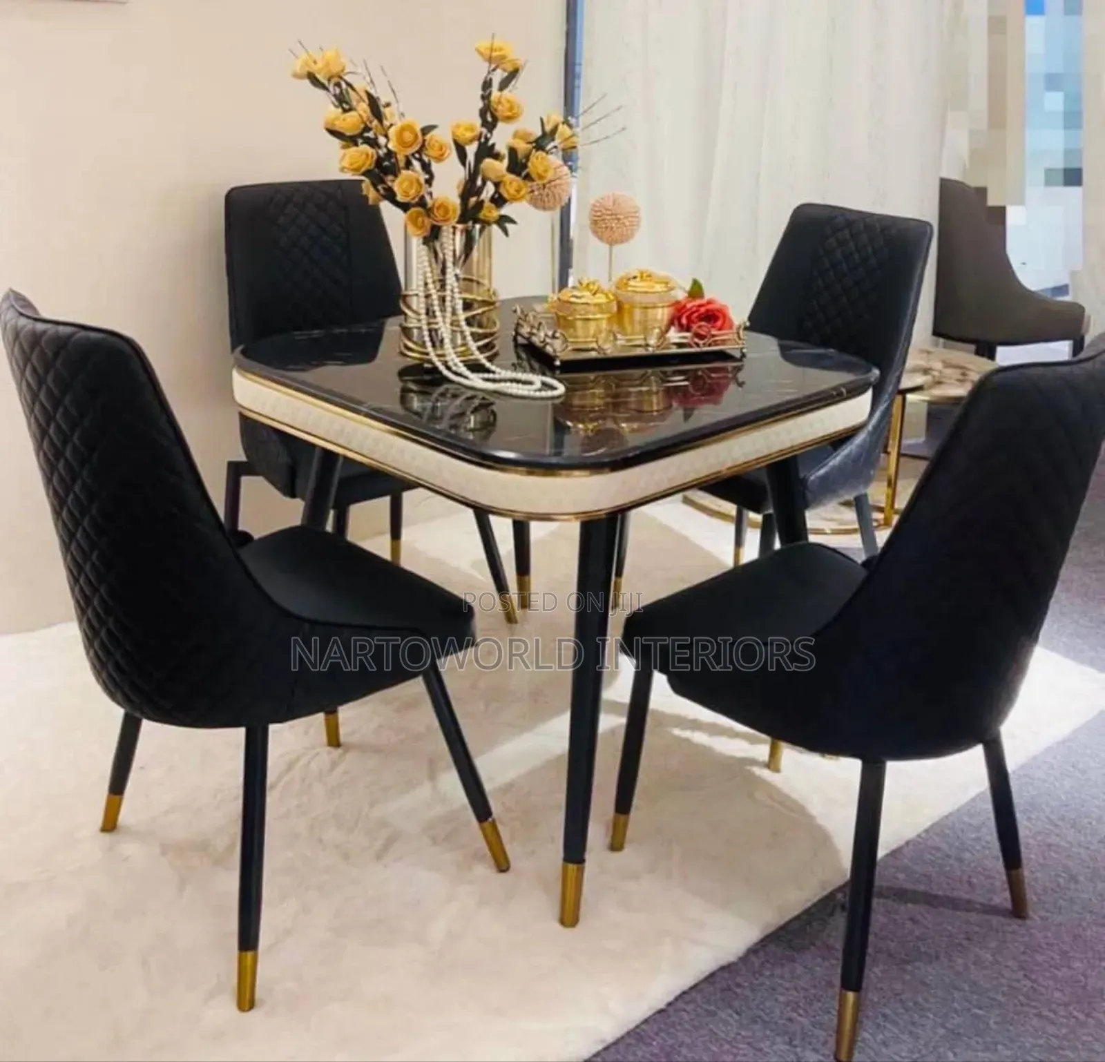 Luxe 4-Seater Marble Dining Set