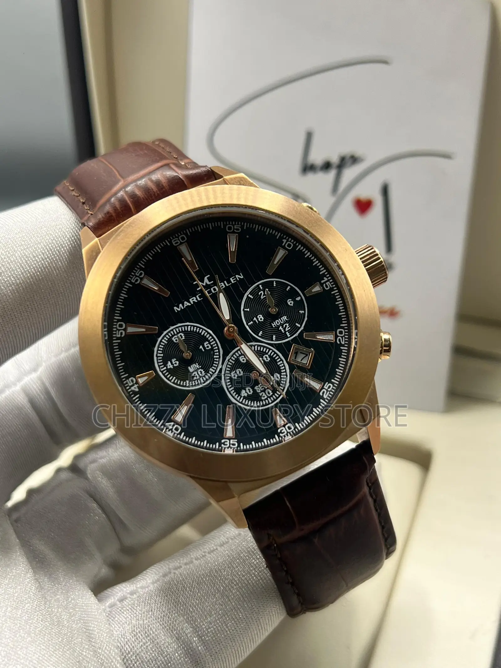 Marc Coblen Quality Men Genuine Leather Wristwatch