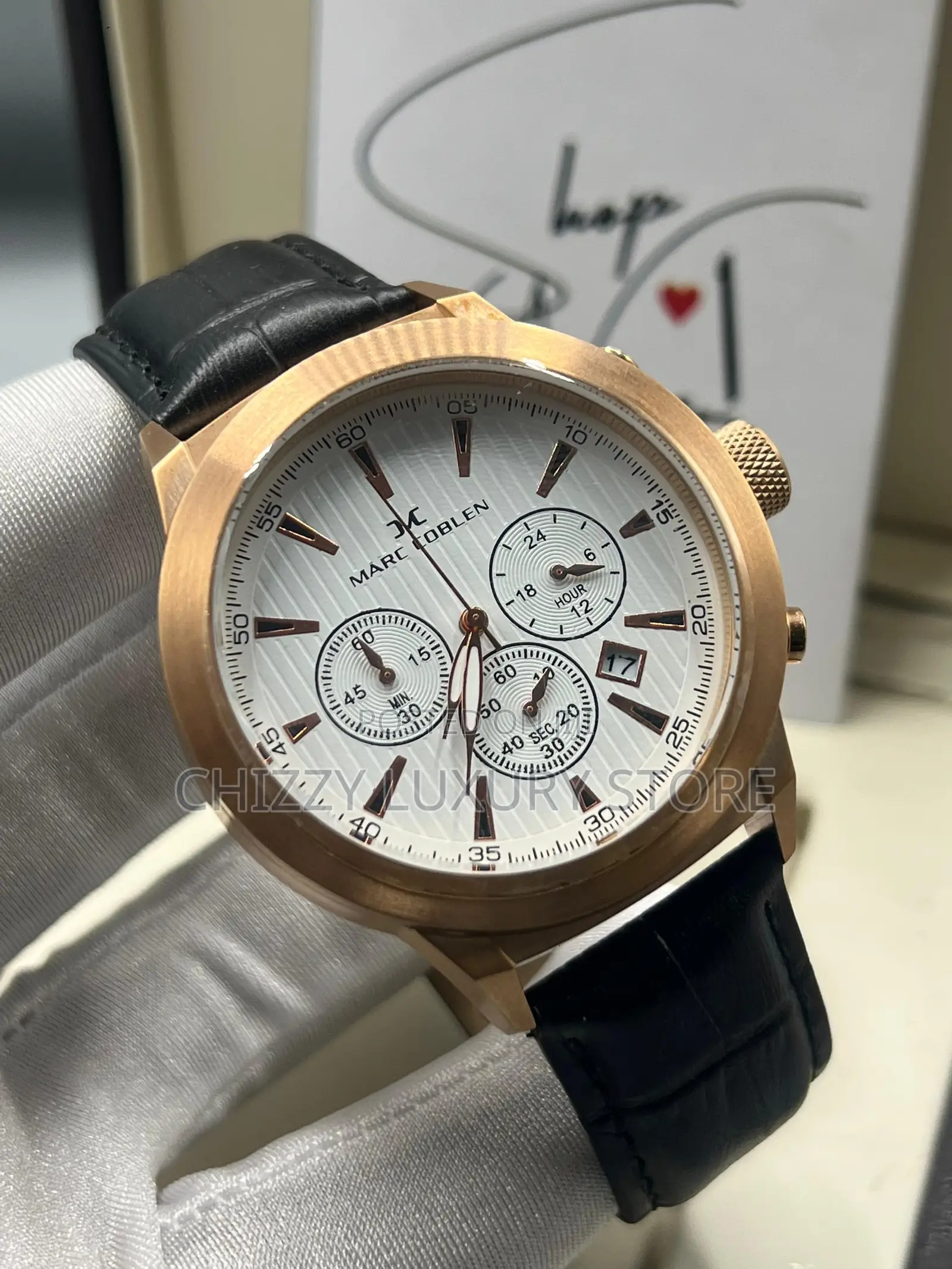 Marc Coblen Quality Men Genuine Leather Wristwatch