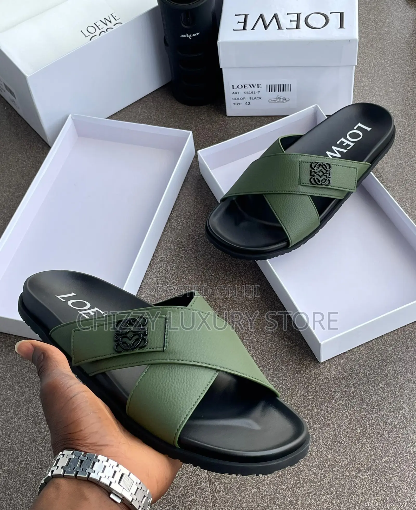 Loewe Quality Luxury Men Genuine Leather Pams