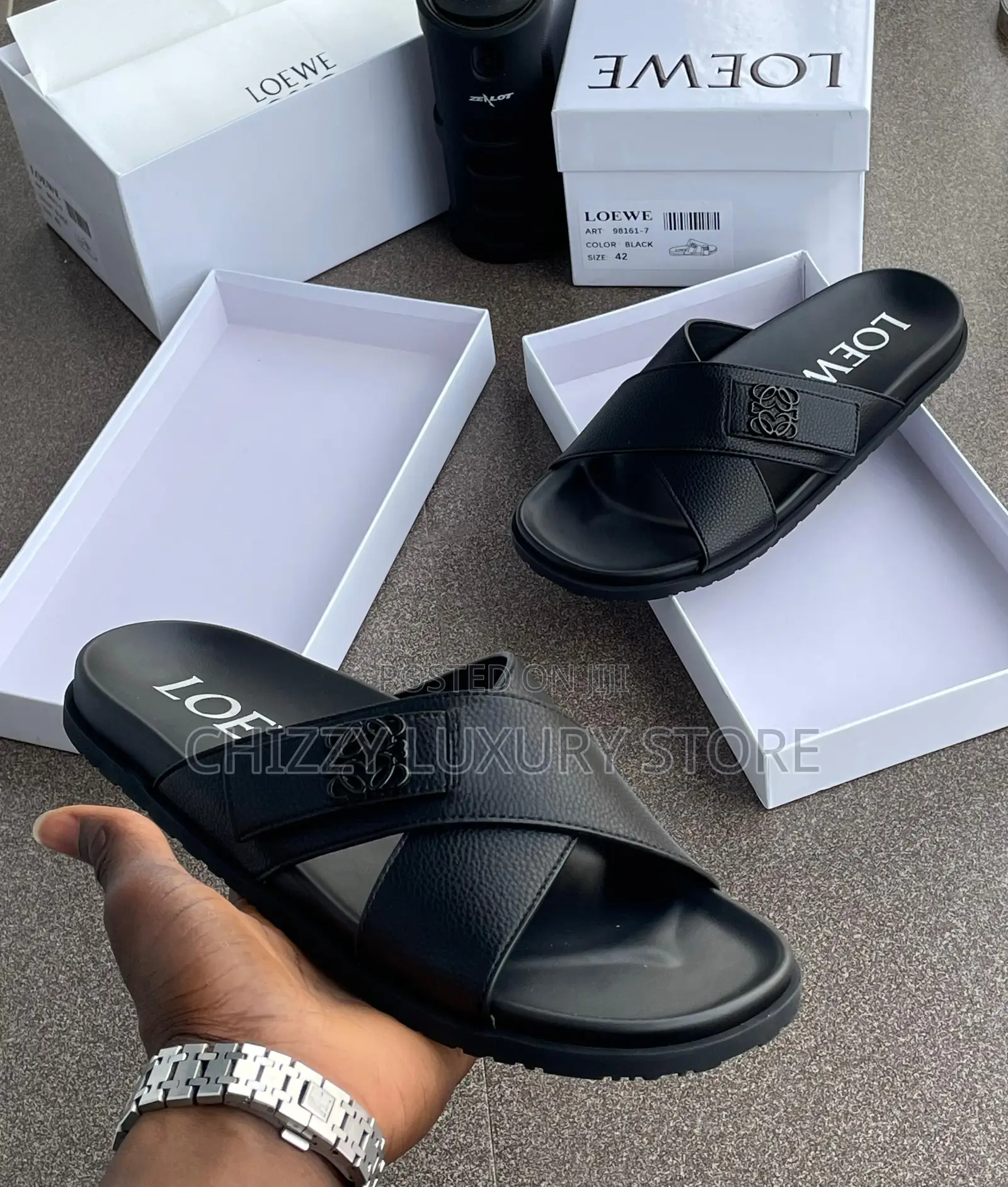 Loewe Quality Luxury Men Genuine Leather Pams