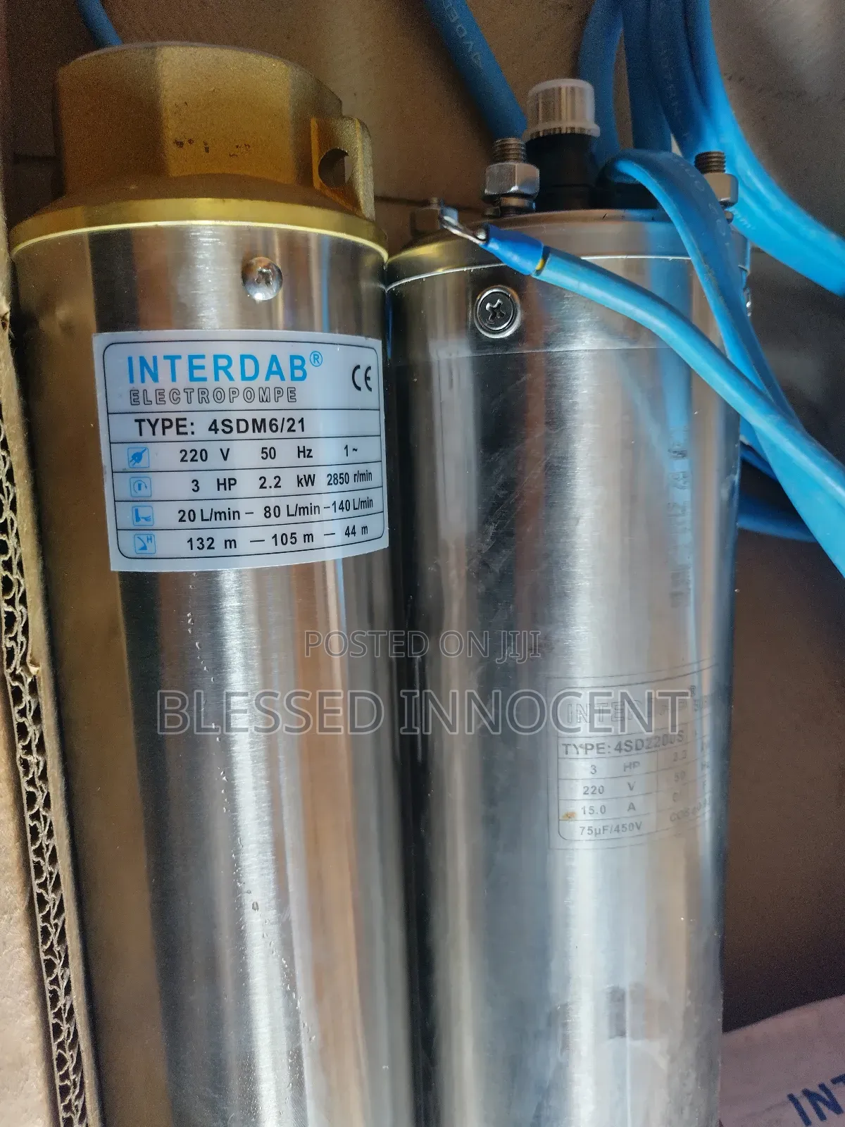 3hp Interdab Submersible Water Pump – Single Phase, 100% Copper
