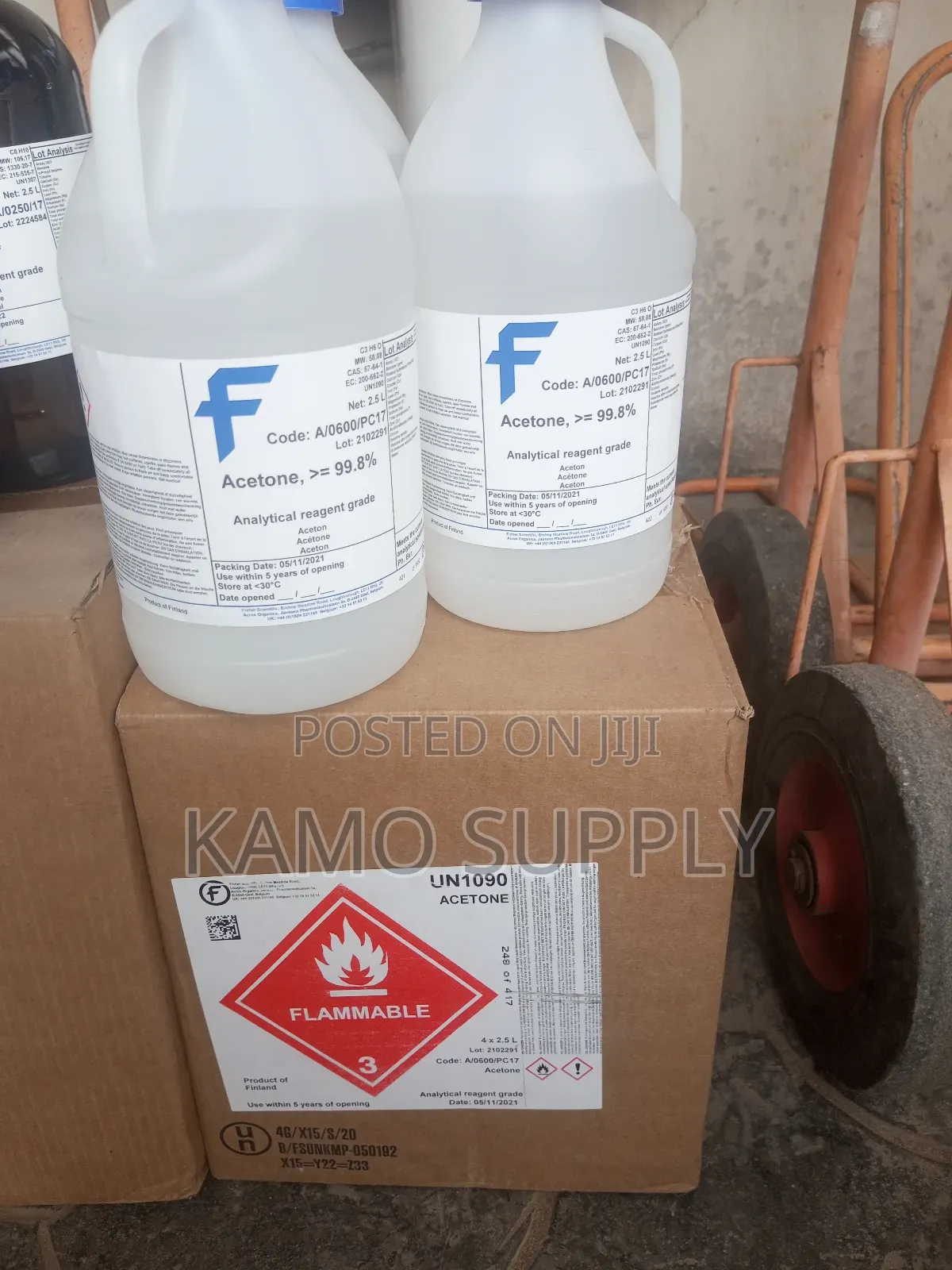 Acetone 2.5ltrs, Certified Ar Grade for Analysis. Fisher Uk
