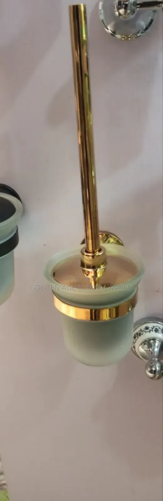 Gold With Glass Wall Hung Toilet Brush