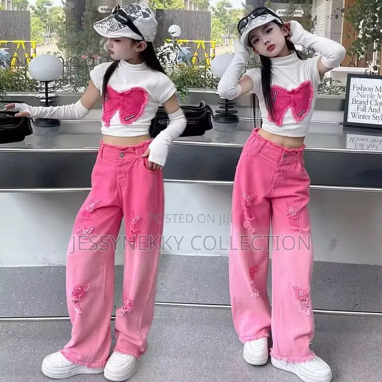 Luxurious Girl Trousers And Top With Hand Stockings