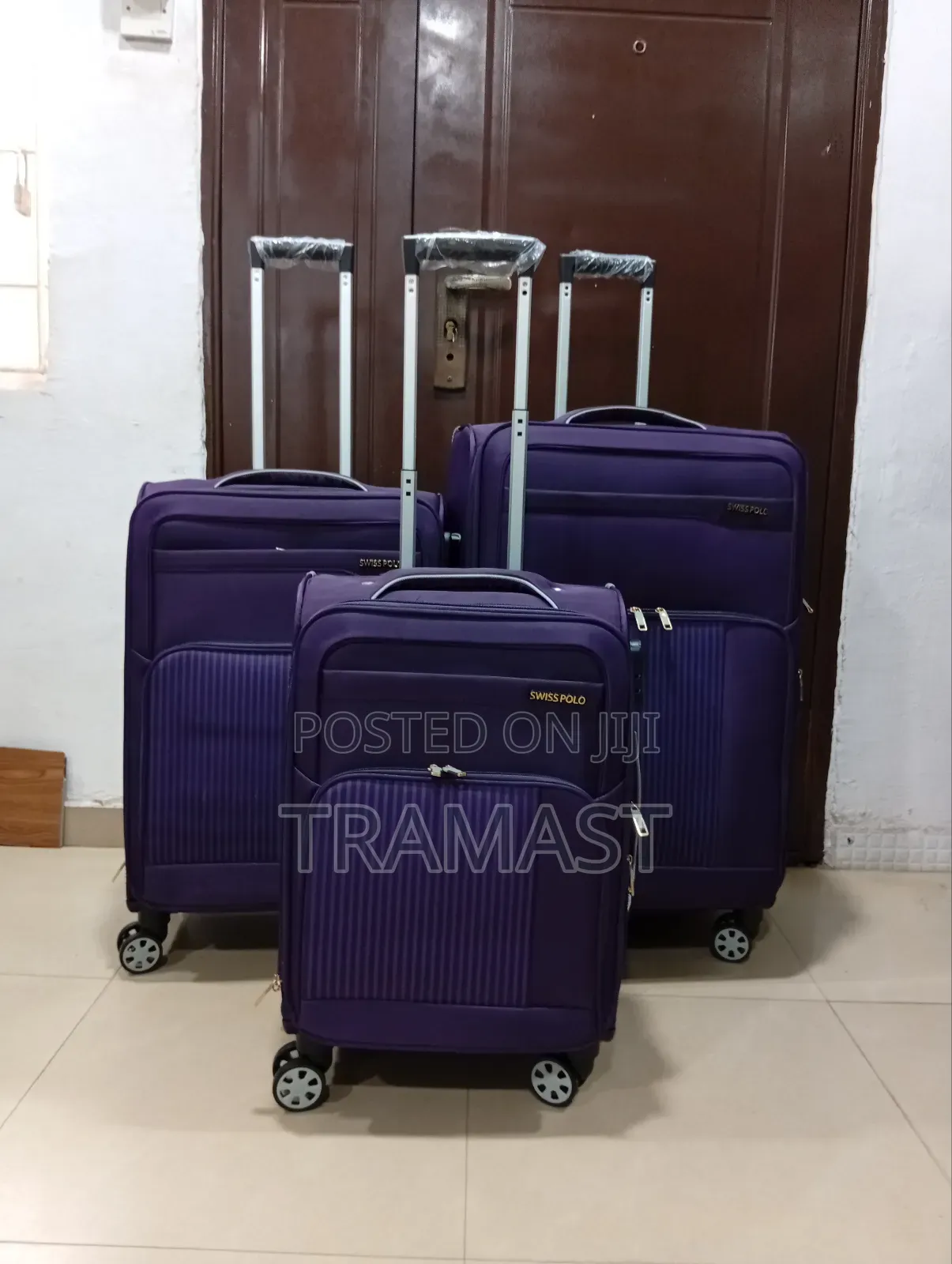 3 Set Swiss Polo Quality Travel Luggage (Purple)