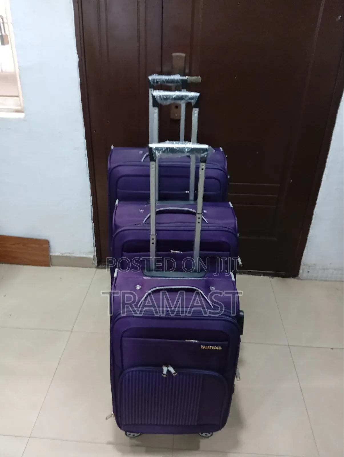 3 Set Swiss Polo Quality Travel Luggage (Purple)
