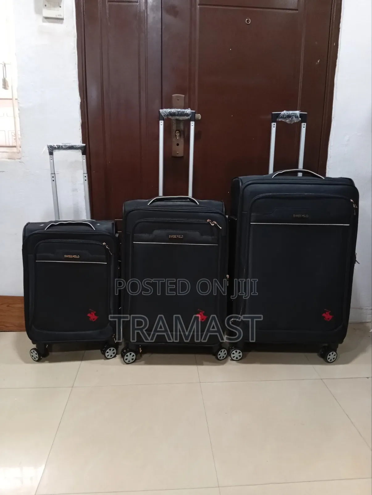3 Set Swiss Polo Strong Travel Luggage (Black)