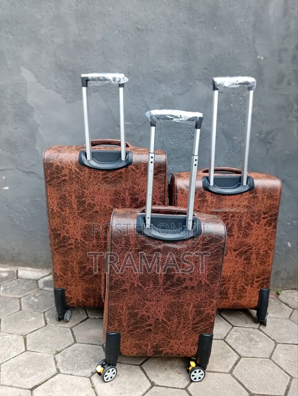 Swiss Polo 3 Set Leather Luggage - Brown