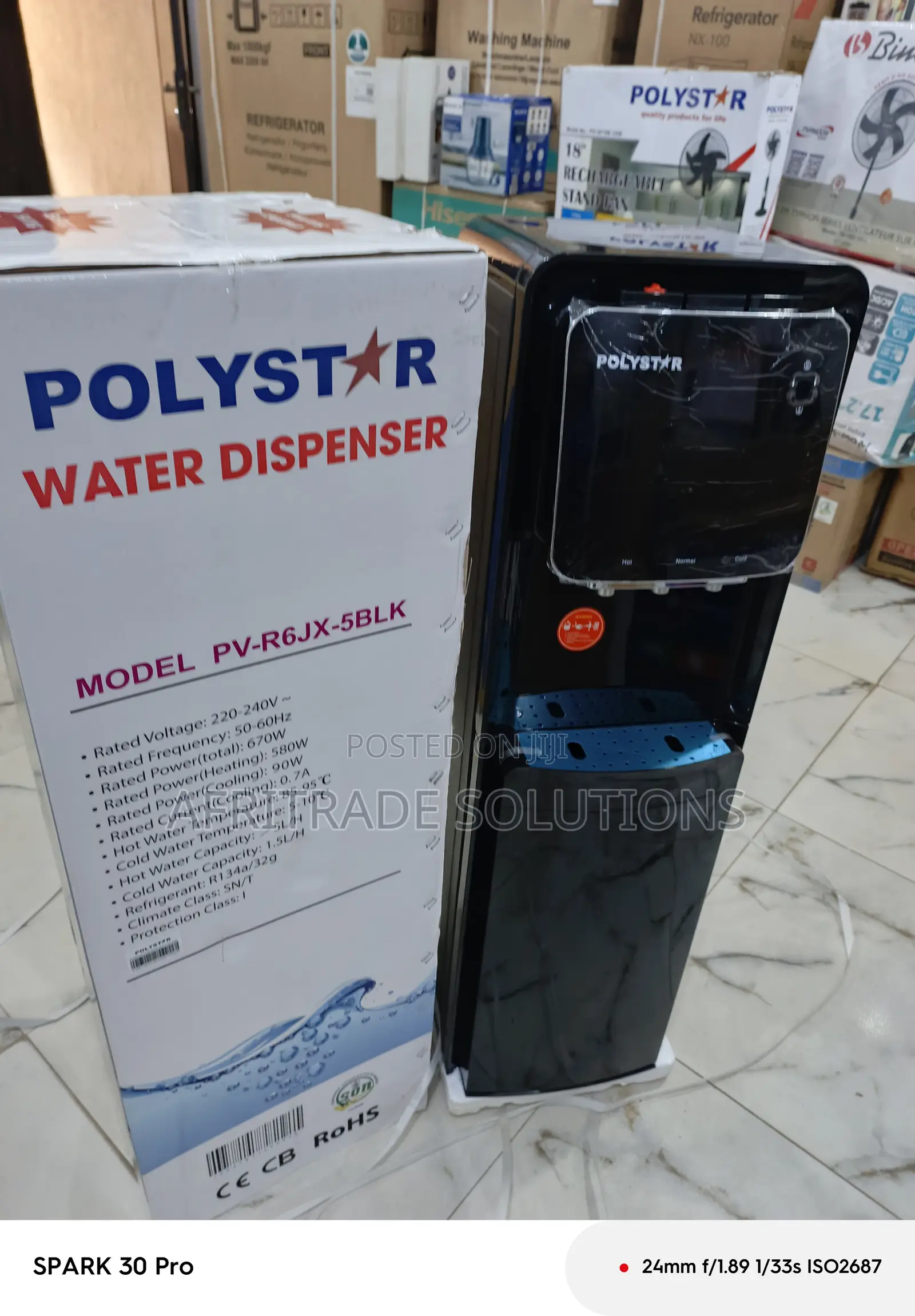 Polystar Pv-R6jx-5blk Water Dispenser With Mini Fridge